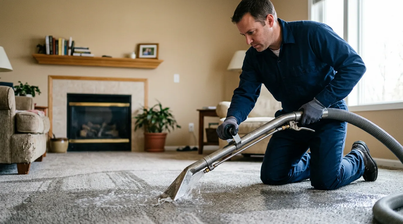 Water damage restoration technician working near Friona, TX